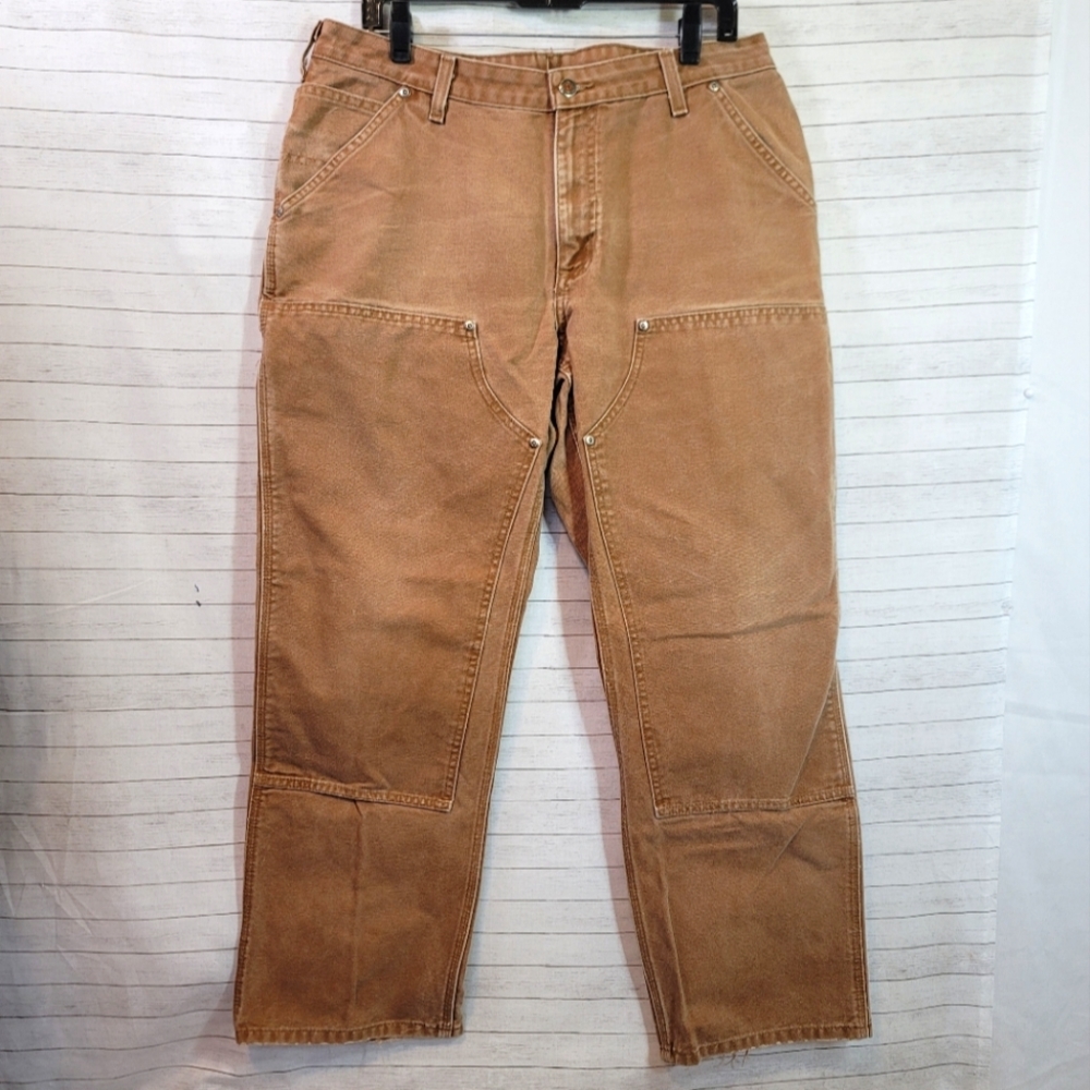 Vintage Carhartt Distressed Duck Double Knee Brown Utility Work Pants, 18x32